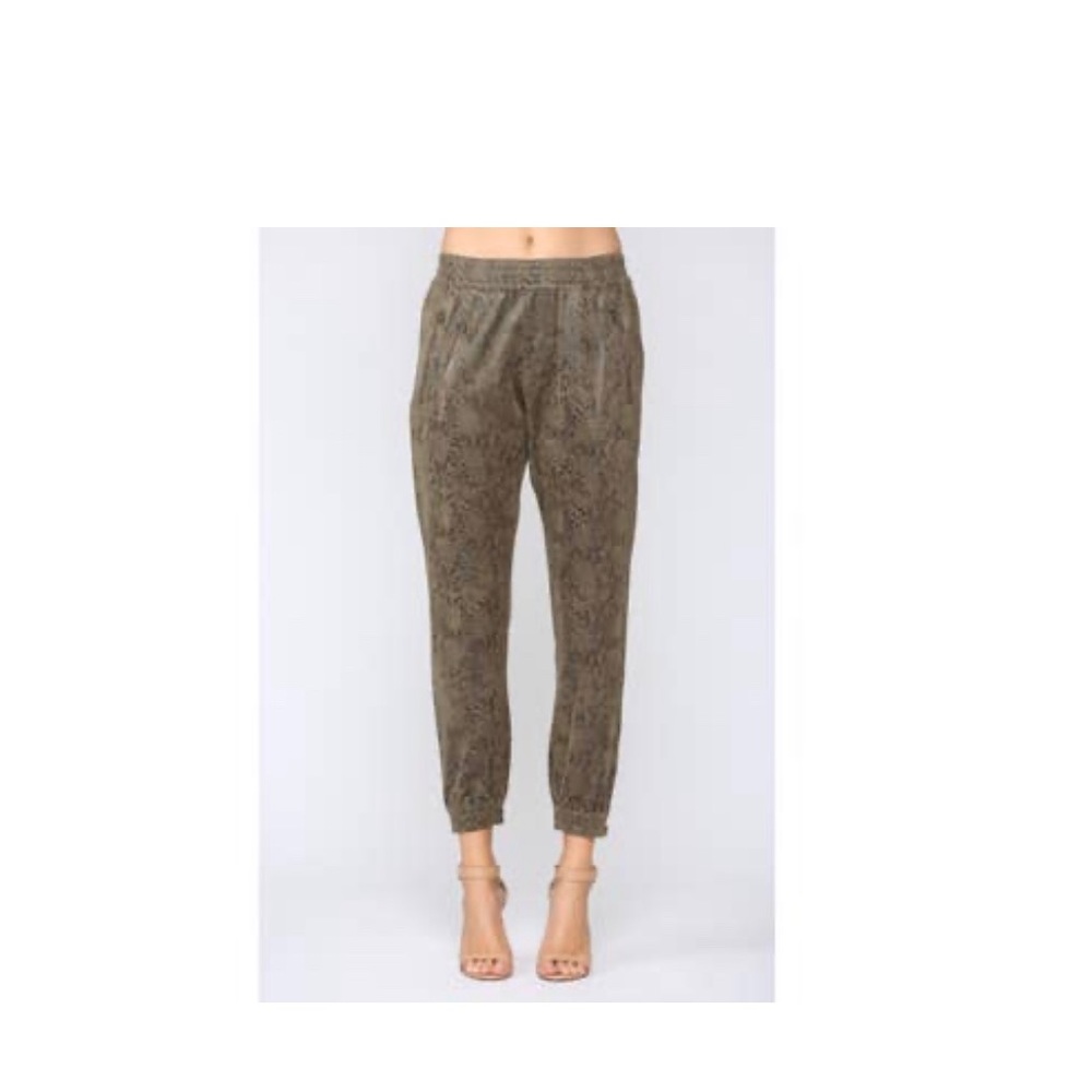 Suede Snake Print Joggers